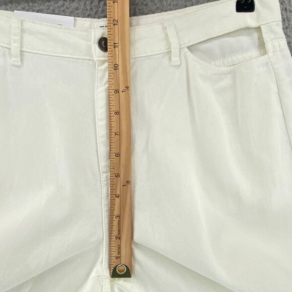 Future Collective Jeans Women 12 Alani Noelle Ivory Cut Out Straight MidRise NWT - Picture 9 of 12